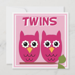 Pink Owls Twin Baby Dusche Einladung