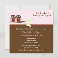 Pink Owls Twins Baby Dusche