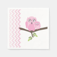 Pink Owls + Zickzack Girl Baby Showroom Napkins