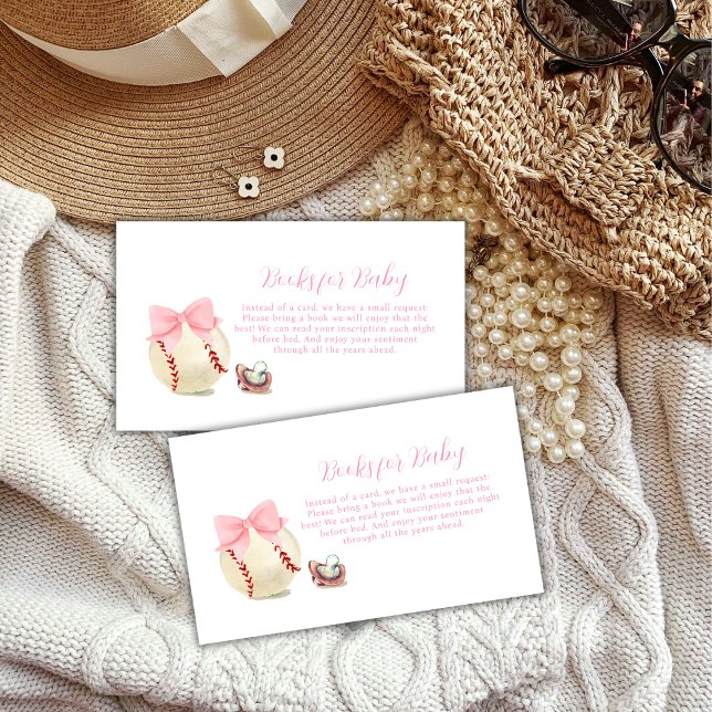 Pink Pacifier Baseball Sport Books For Baby Shower Begleitkarte (Pink Pacifier Baseball Sport Books For Baby Shower Enclosure Card)