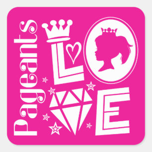 Pink Pageant Princess Liebe - Schönheitspflege Quadratischer Aufkleber