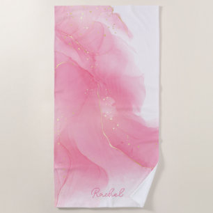Pink Paint and Glitzer Patches Personalisiert Strandtuch