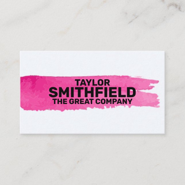 Pink Paint Brush Stroke Visitenkarte (Vorderseite)