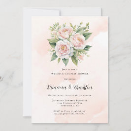 Pink Paint Peony Wedding Couples Dusche Einladung