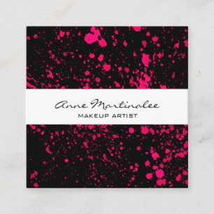 Pink Paint Spritzer auf der Black Square Business Quadratische Visitenkarte