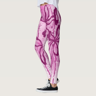 Pink Paint Spritzer & Lilies Leggings