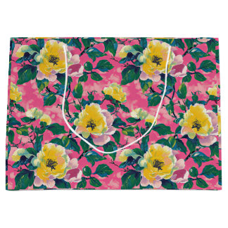 Pink Painted Chinoiserie Floral Große Geschenktüte