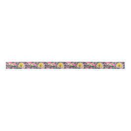 Pink Painted Chinoiserie Floral Satinband