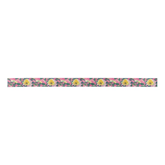 Pink Painted Chinoiserie Floral Satinband (Vorderseite)