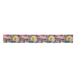 Pink Painted Chinoiserie Floral Satinband