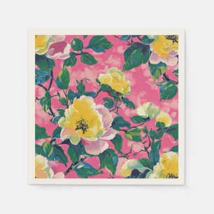 Pink Painted Chinoiserie Floral Serviette