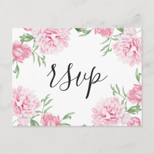 Pink Painted Floral Peony   UAWG   Einladungspostkarte