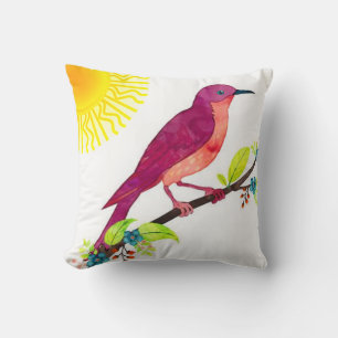 Pink Painted Nightingale Accent Throw Kissen