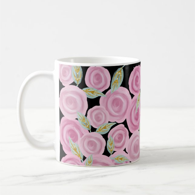 Pink Painted Rose Kaffeetasse (Links)