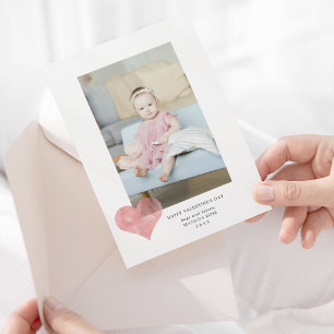 Pink Painterly Heart Modern Valentine's Day Foto Feiertagskarte