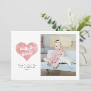 Pink Painterly Hearts Modern Valentine's Day Foto Feiertagskarte
