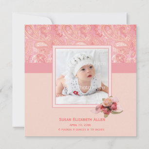Pink Paisley Baby Foto Ankündigung