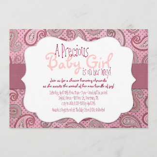 Pink Paisley Baby Girl Dusche Einladung
