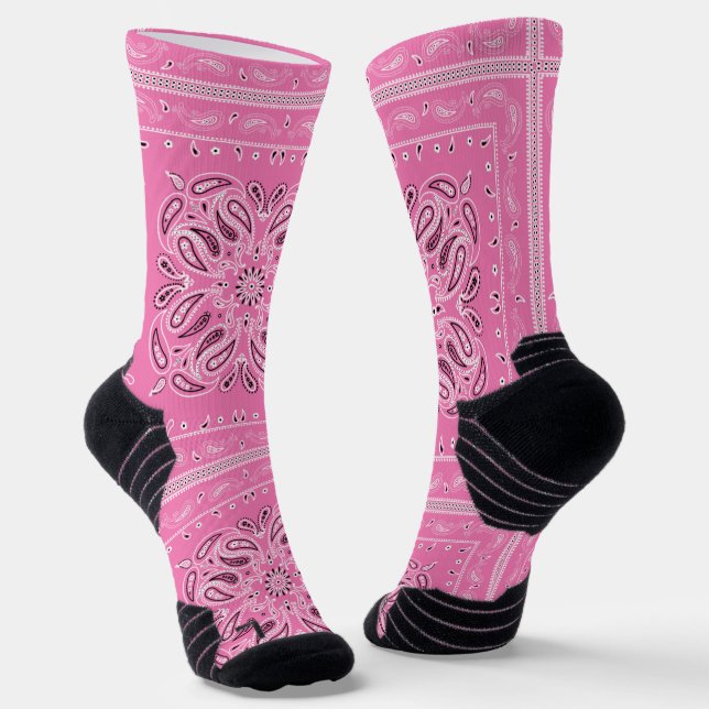 Pink Paisley Bandana Print Socken (Gewinkelt)
