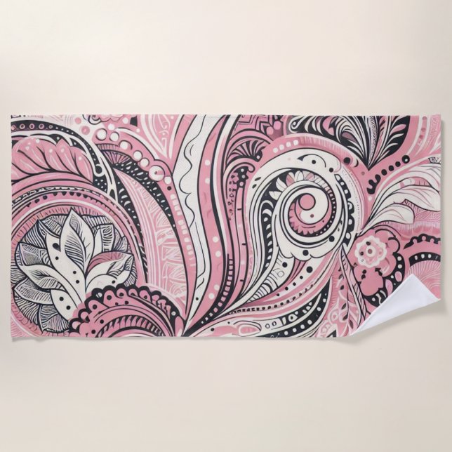 Pink Paisley Das Zuhause Studio Beach Handtuch (Vorderseite)