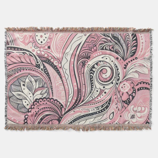 Pink Paisley Das Zuhause Studio wirft Blanket Decke (Vorderseite)