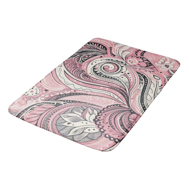 Pink Paisley Die Zuhause Studio Badematte (Schrägansicht)