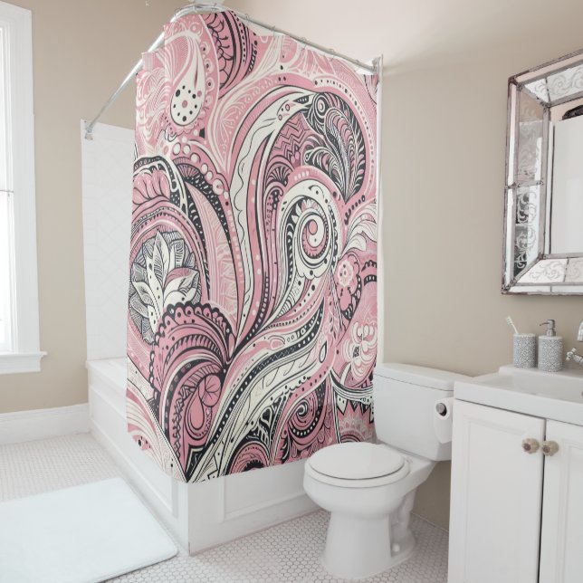Pink Paisley Die Zuhause Studio Duschvorhang (Beispiel)