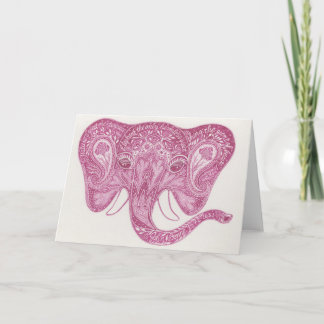 Pink Paisley Elephant Notecard Karte