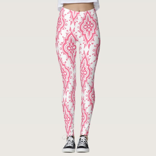 Pink Paisley Gemusterte Leggings (Vorderseite)