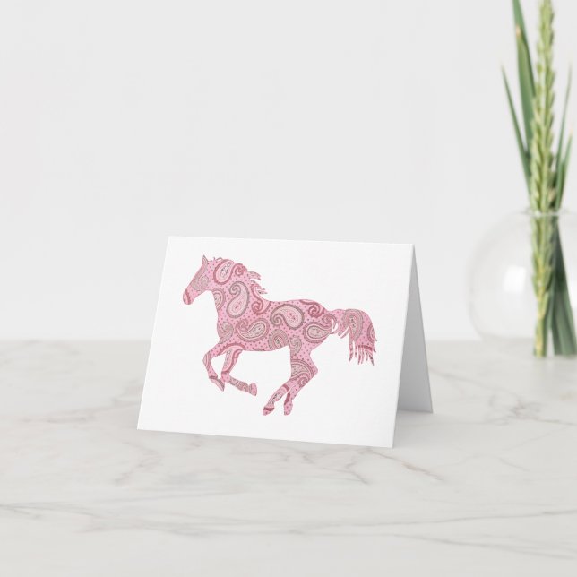 Pink Paisley Horse Karte (Vorderseite)