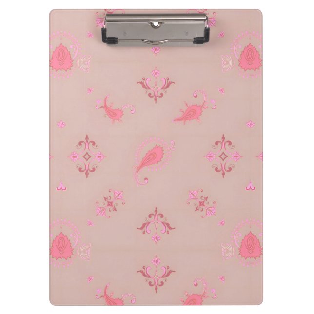Pink Paisley Pattern Klemmbrett (Vorderseite)