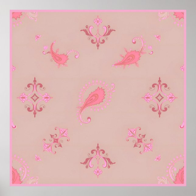 Pink Paisley Pattern Poster (Vorne)