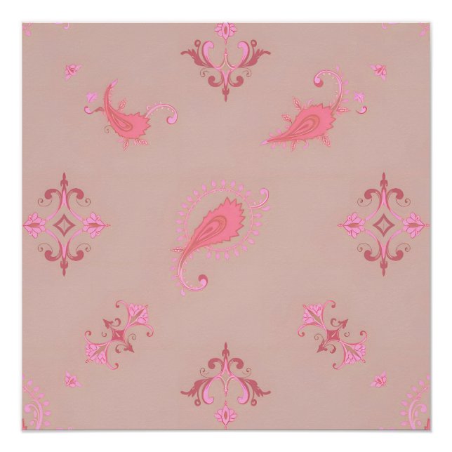 Pink Paisley Pattern Poster (Vorderseite)
