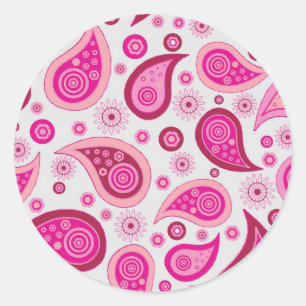 Pink Paisley Pattern Runder Aufkleber
