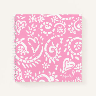Pink Paisley "Pip" 8.5" x 8.5" SpiralNotebook Notizbuch