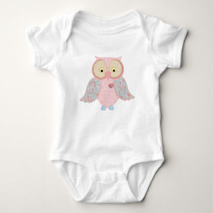 Pink Paisley Print Owl Baby Strampler
