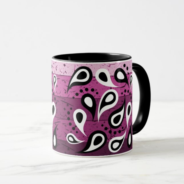 Pink Paisley Textile Muster Tasse (VorderseiteRechts)