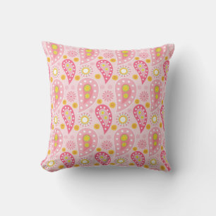 Pink Paisley Throw Kissen