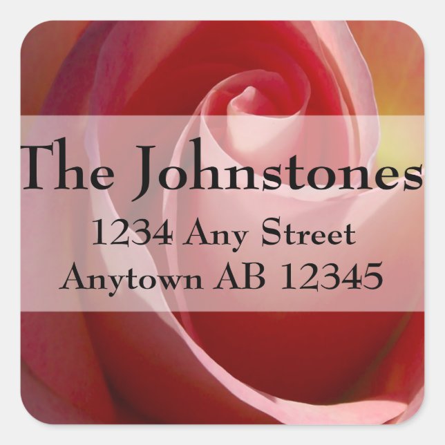 Pink Pale Moon Rose Hochzeitshilfsadresse Quadratischer Aufkleber (Vorderseite)
