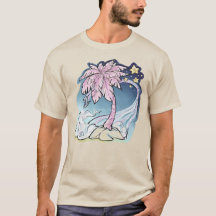 Pink Palm & Blue Bird Men's T - Shirt