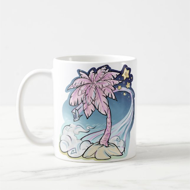 Pink Palm & Blue Bird Tasse (Links)