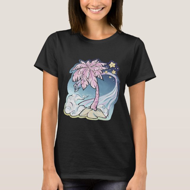 Pink Palm & Blue Bird Women's T - Shirt (Vorderseite)