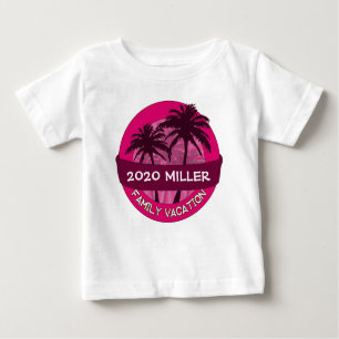 Pink palm Custom Year Name Holiday Hemd Baby T-shirt