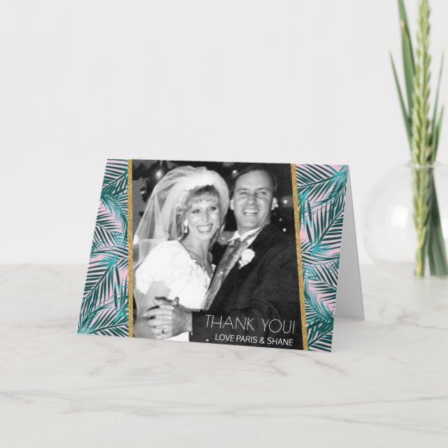 Pink Palm geklappt Danke Karte 12x18 (Vorderseite)