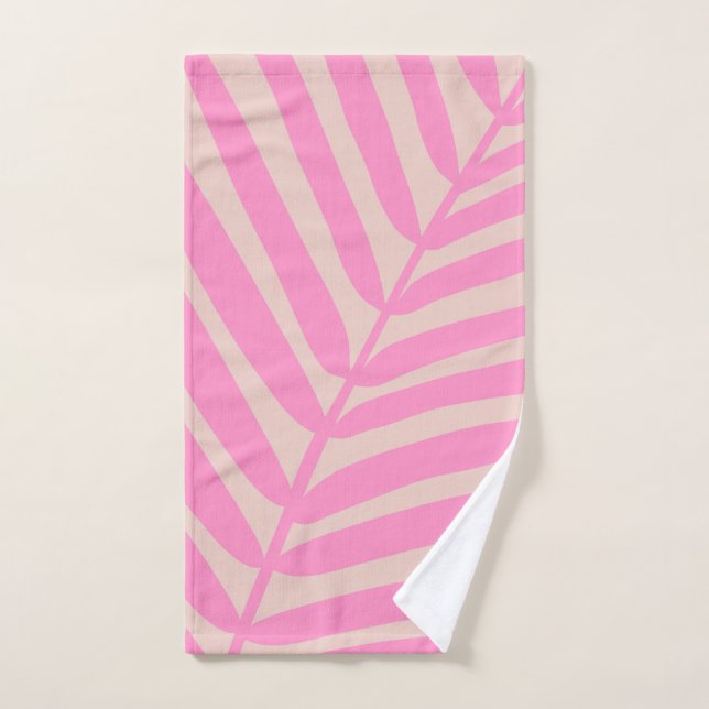 Pink Palm Leaf Badhandtuch Set (Handtuch)