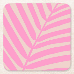 Pink Palm Leaf Rechteckiger Pappuntersetzer