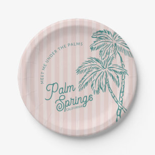 Pink Palm Spring Pastell Beach Gastgeschenke Pappteller