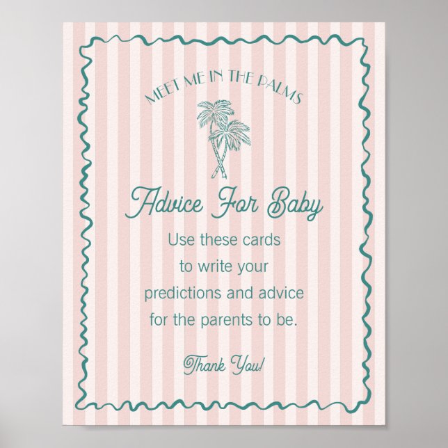 Pink Palm Springs Pastel Beach Ratschlag für Baby Poster (Vorne)