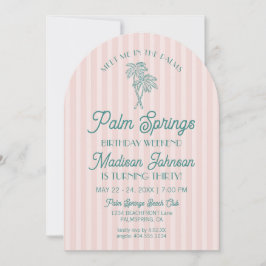 Pink Palm Springs Pastellstrand Geburtstagswoche Einladung