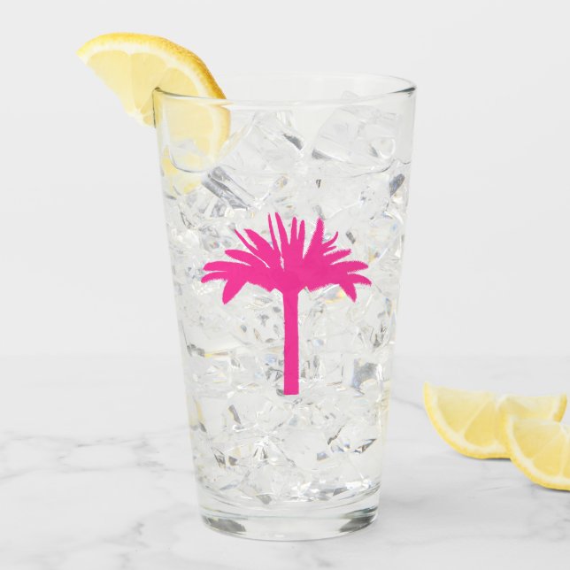 Pink Palm Tree Glass Glas (Vorderseite Ice)